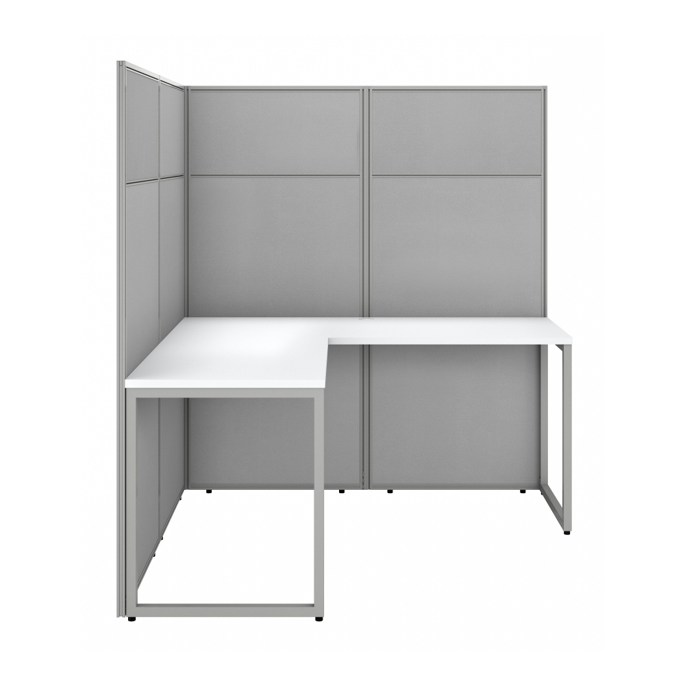 Shop Bush Business Furniture Easy Office 60W L Shaped Cubicle Desk Workstation with 66H Panels, Image 03, EODH360WH-03K, #color_pure white/silver gray fabric