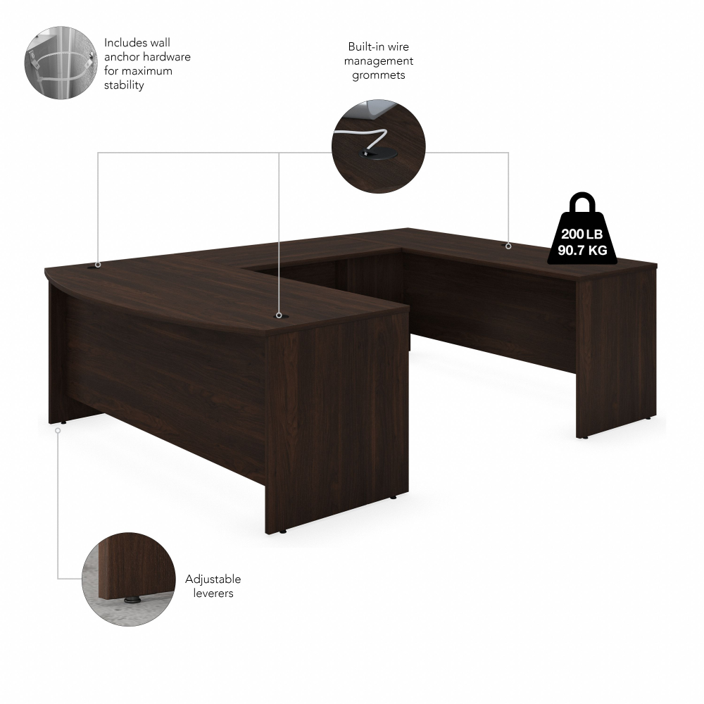 Shop Bush Business Furniture Studio C 72W x 36D U Shaped Desk with Mobile File Cabinet, Image 06, STC004BWSU, #color_black walnut