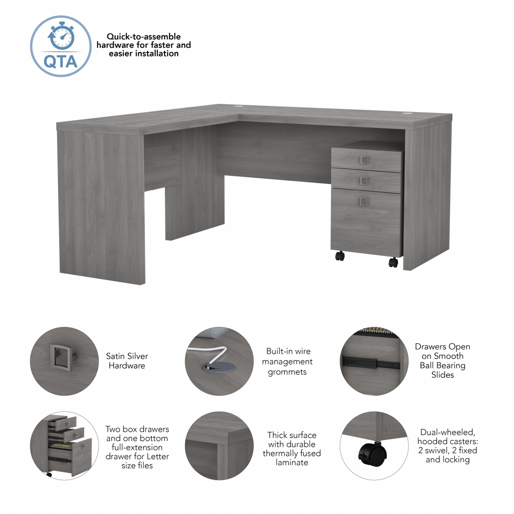 Shop Bush Business Furniture Echo L Shaped Desk with Mobile File Cabinet, Image 07, ECH008MG, #color_modern gray