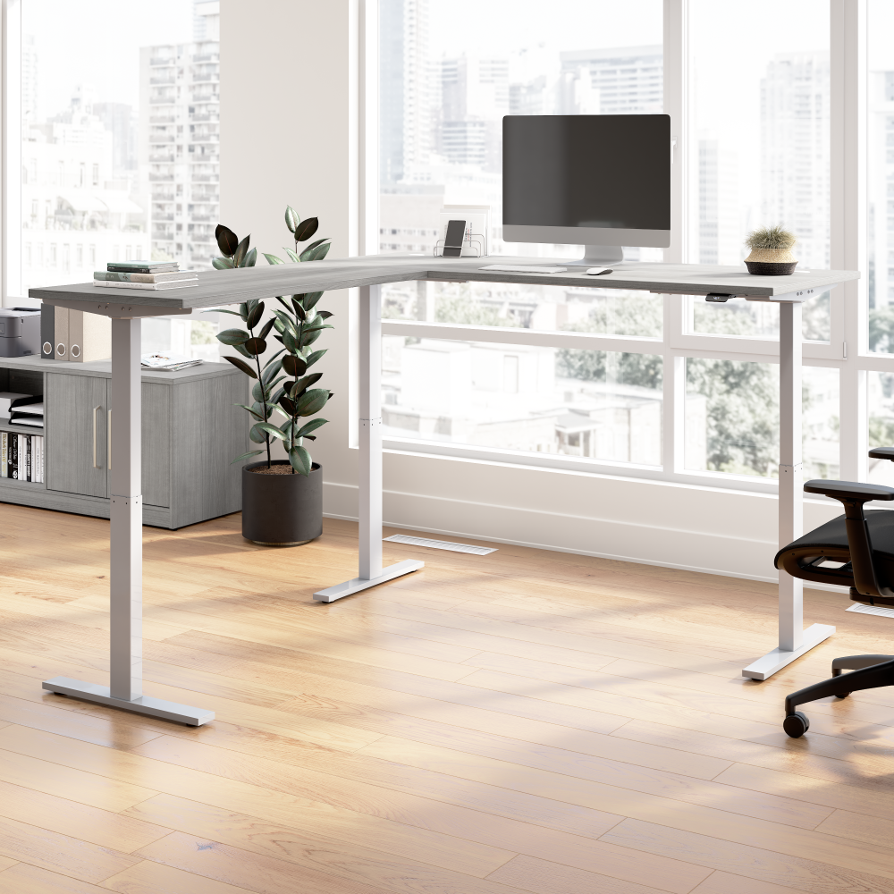 Shop Bush Business Furniture Move 60 Series 72W Height Adjustable L Shaped Standing Desk, Image 02, M6SL7278PGSK, #color_platinum gray/cool gray metallic