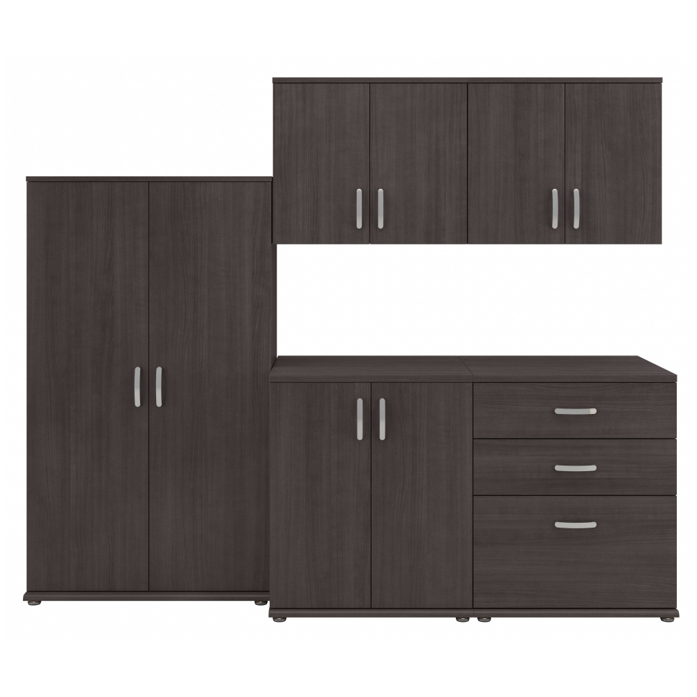 Shop Bush Business Furniture Universal 92W 5 Piece Modular Storage Set with Floor and Wall Cabinets, Image 01, UNS003SG, #color_storm gray
