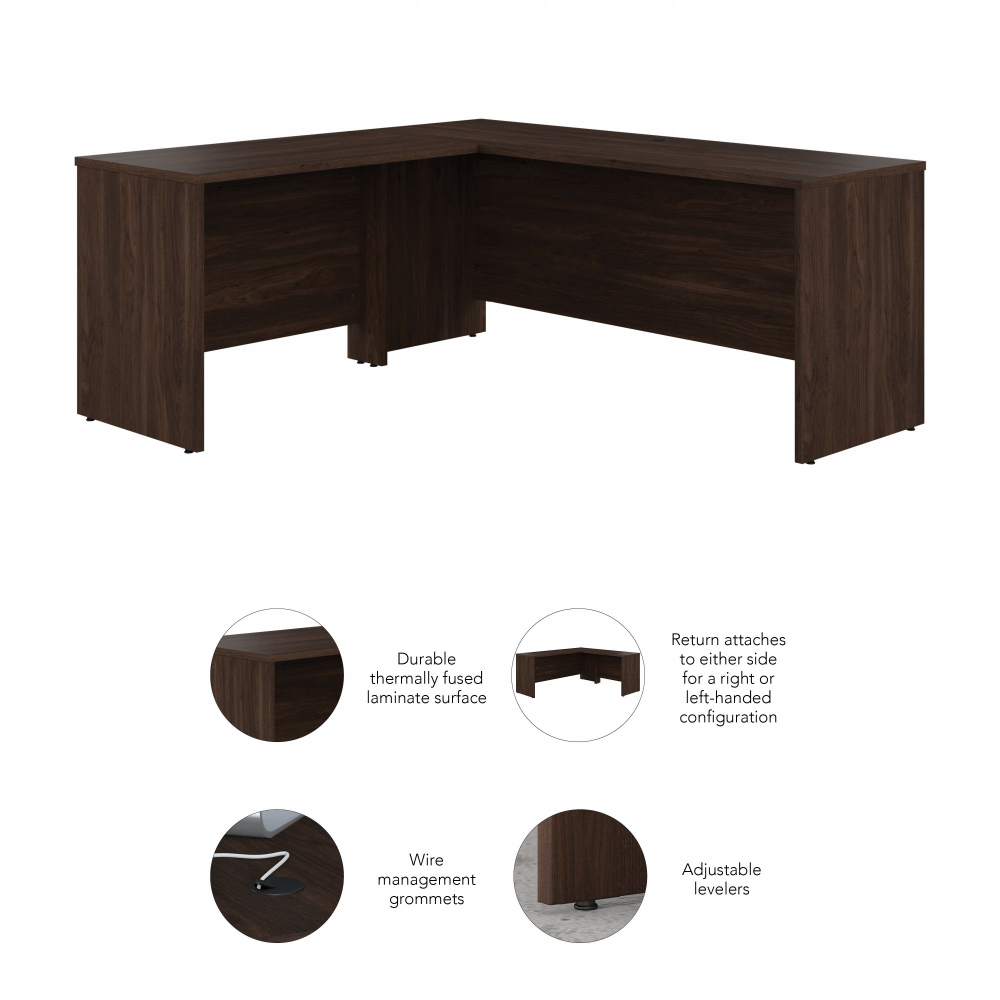 Shop Bush Business Furniture Studio C 72W x 24D L Shaped Desk with 42W Return, Image 06, STC052BW, #color_black walnut