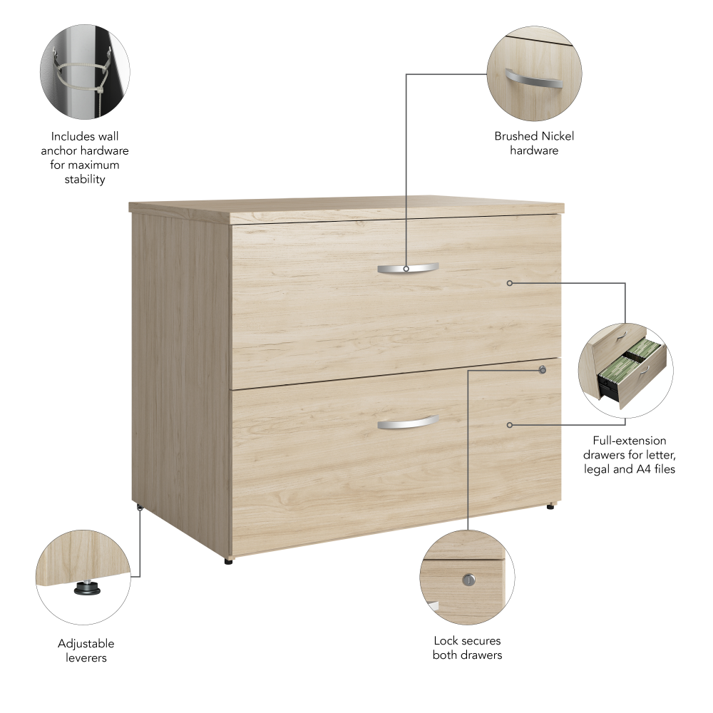 Shop Bush Business Furniture Studio C 2 Drawer Lateral File Cabinet, Image 08, SCF136NESU, #color_natural elm