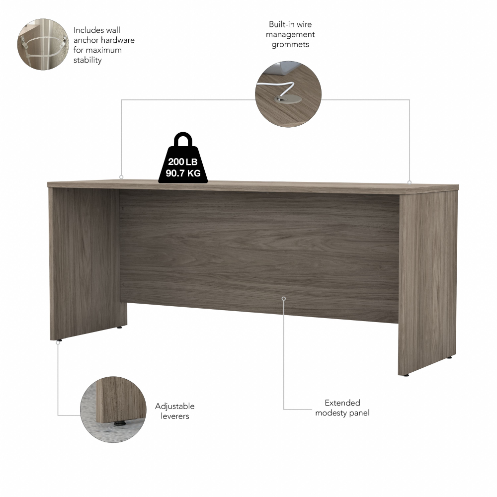 Shop Bush Business Furniture Studio C 72W x 24D Credenza Desk, Image 07, SCD372MH-Z, #color_modern hickory