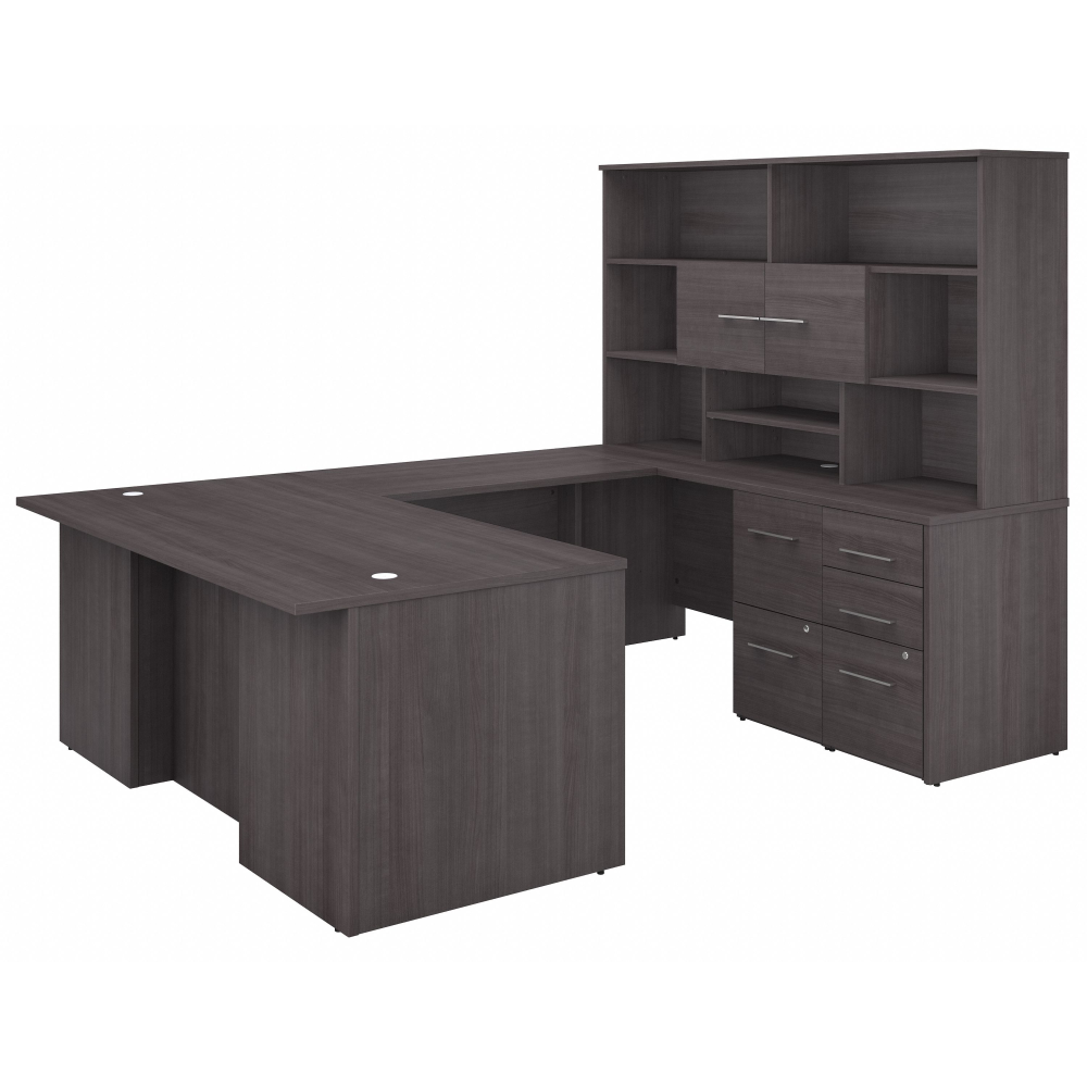 Shop Bush Business Furniture Office 500 72W U Shaped Executive Desk with Drawers and Hutch, Image 01, OF5003SGSU, #color_storm gray