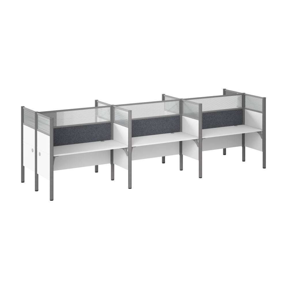 Shop Bush Business Furniture ProBiz 6 Person Office Cubicle Desk with High Privacy Panels and Tackboard, Image 01, 100873DG-17, #color_white