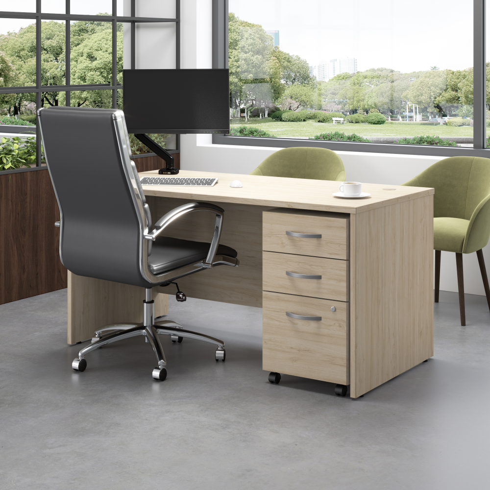 Shop Bush Business Furniture Studio C 60W x 30D Office Desk with Mobile File Cabinet, Image 02, STC014NESU, #color_natural elm