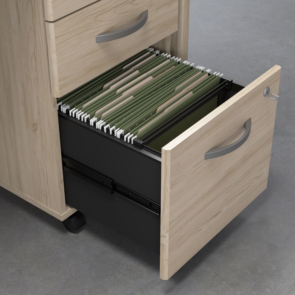 Shop Bush Business Furniture Studio C 60W x 30D L Shaped Desk with Mobile File Cabinet and 42W Return, Image 04, STC008NESU, #color_natural elm