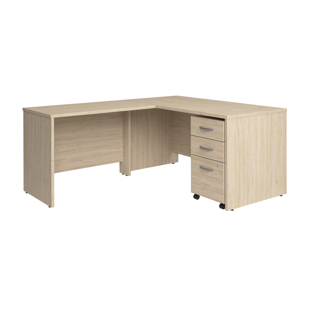 Shop Bush Business Furniture Studio C 60W x 30D L Shaped Desk with Mobile File Cabinet and 42W Return, Image 01, STC008NESU, #color_natural elm