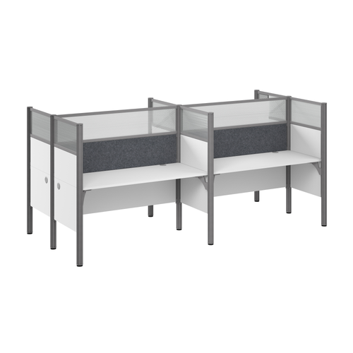 Shop Bush Business Furniture ProBiz 4 Person Office Cubicle Desk with High Privacy Panels and Tackboard, Image 01, 100875DG-17, #color_white