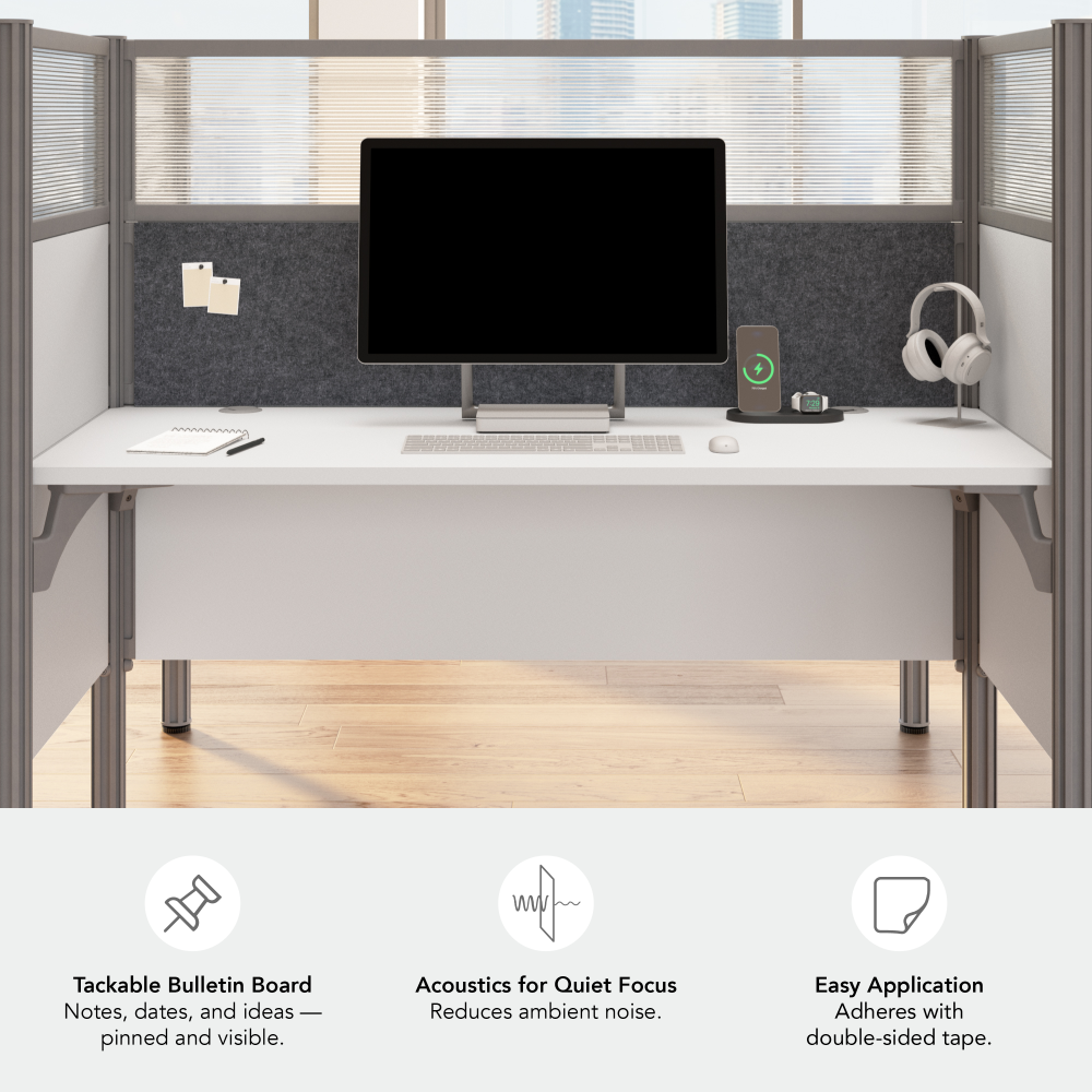 Shop Bush Business Furniture ProBiz 2 Person Office Cubicle Desk with High Privacy Panels and Tackboard, Image 05, 100870DG-17, #color_dark gray