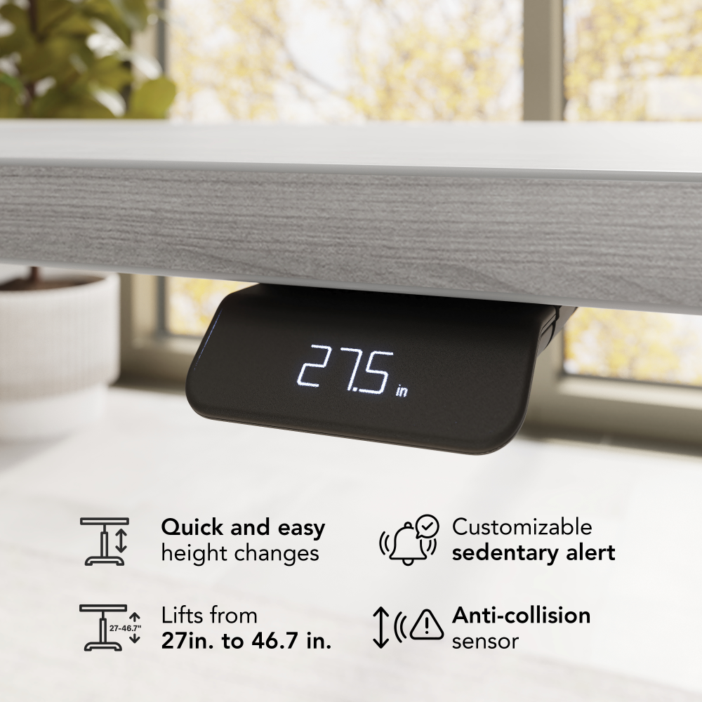 Shop Bush Business Furniture Stratus 60W x 30D Electric Height Adjustable Standing Desk with Drawers, Image 04, SUT009PG, #color_platinum gray