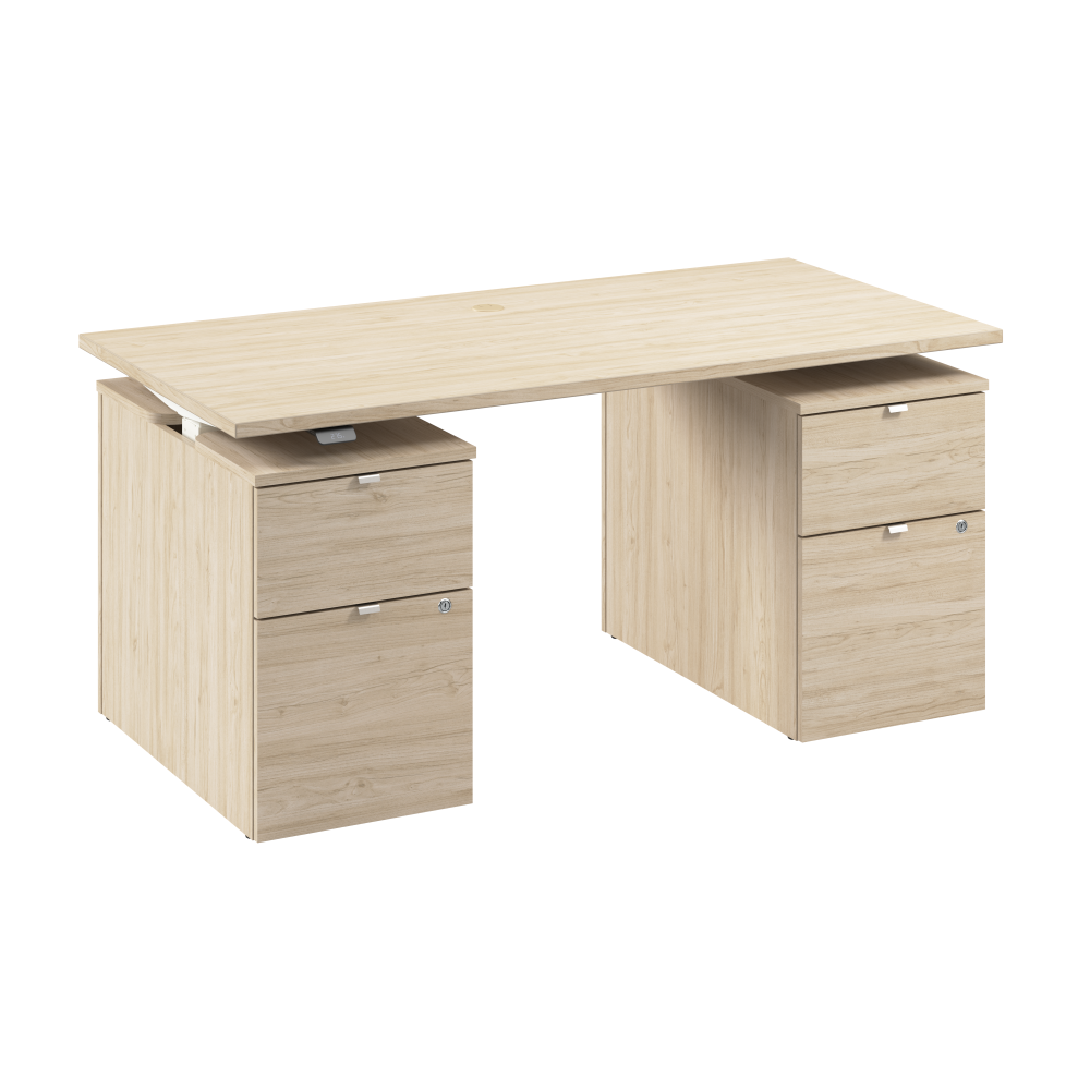 Shop Bush Business Furniture Stratus 60W x 30D Electric Height Adjustable Standing Desk with Drawers, Image 01, SUT009NE, #color_natural elm