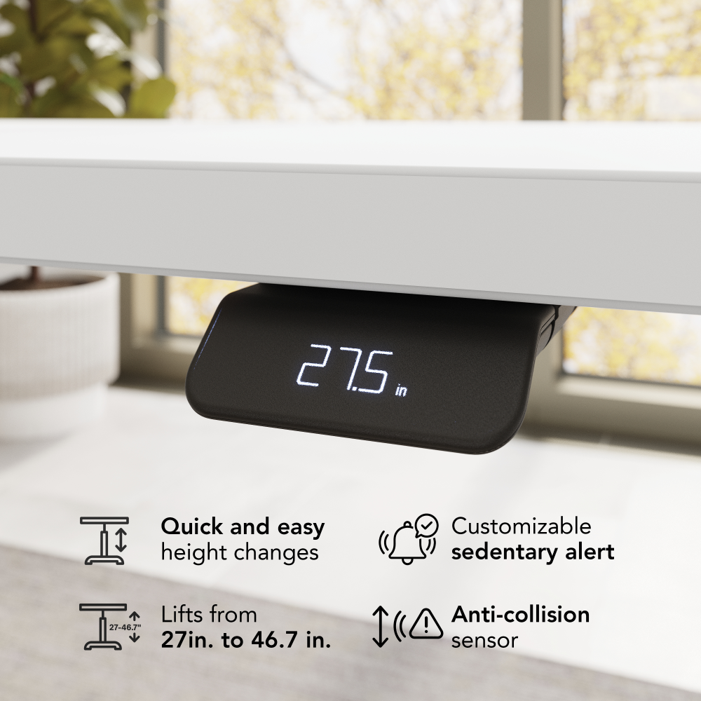 Shop Bush Business Furniture Stratus 60W x 30D Electric Height Adjustable Standing Desk with Drawers, Image 04, SUT009WH, #color_white