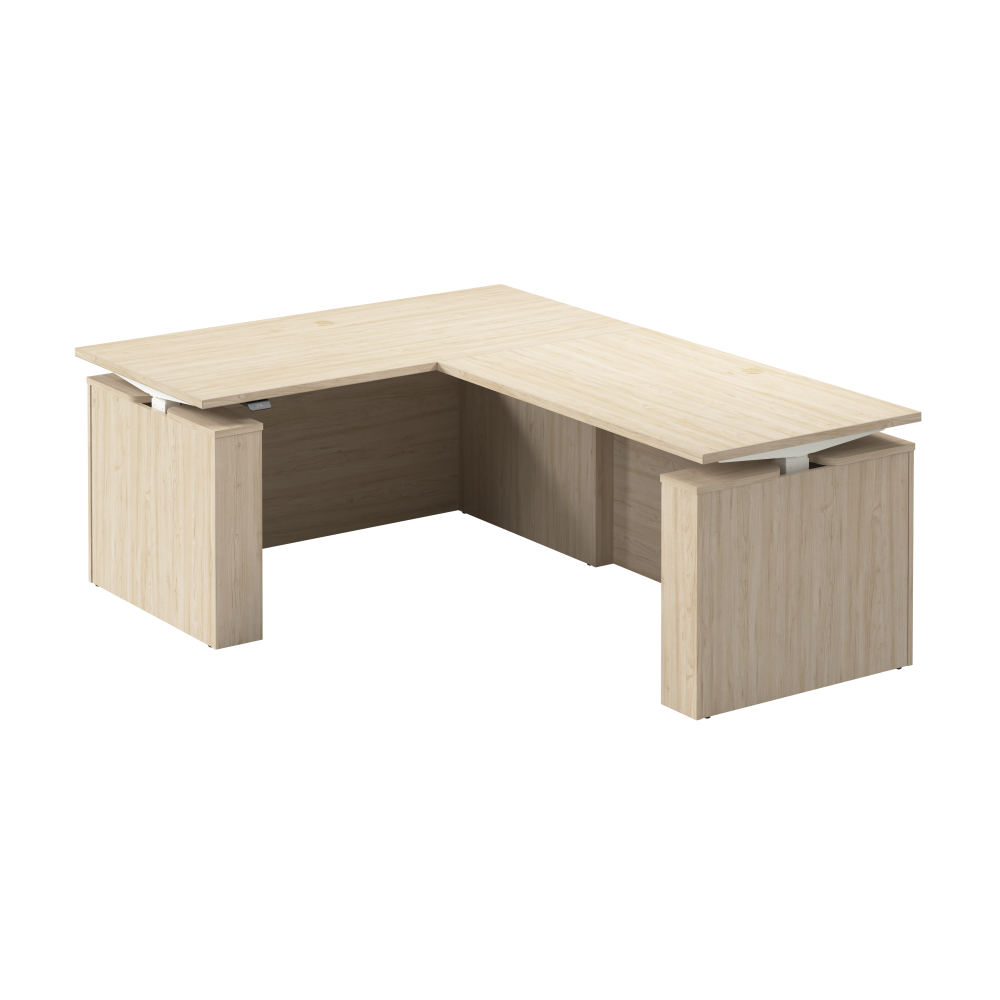 Shop Bush Business Furniture Stratus 60W x 78D Electric Height Adjustable L Shaped Standing Desk, Image 01, SUT013NE, #color_natural elm