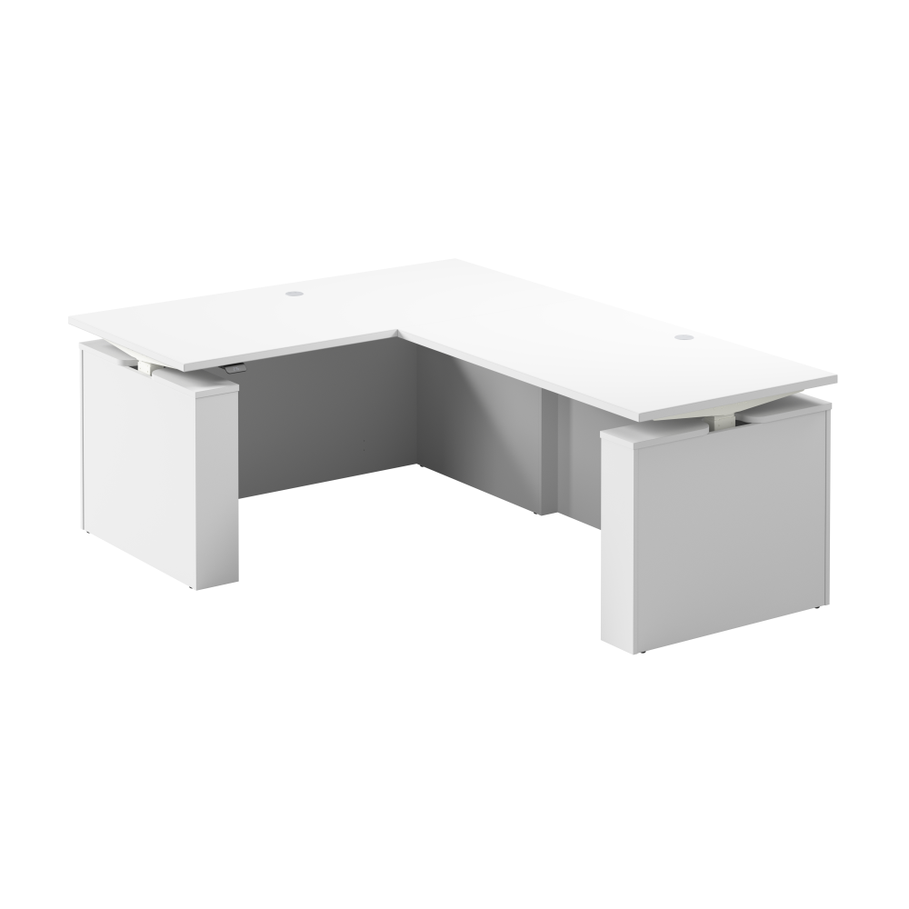 Shop Bush Business Furniture Stratus 60W x 78D Electric Height Adjustable L Shaped Standing Desk, Image 01, SUT013WH, #color_white