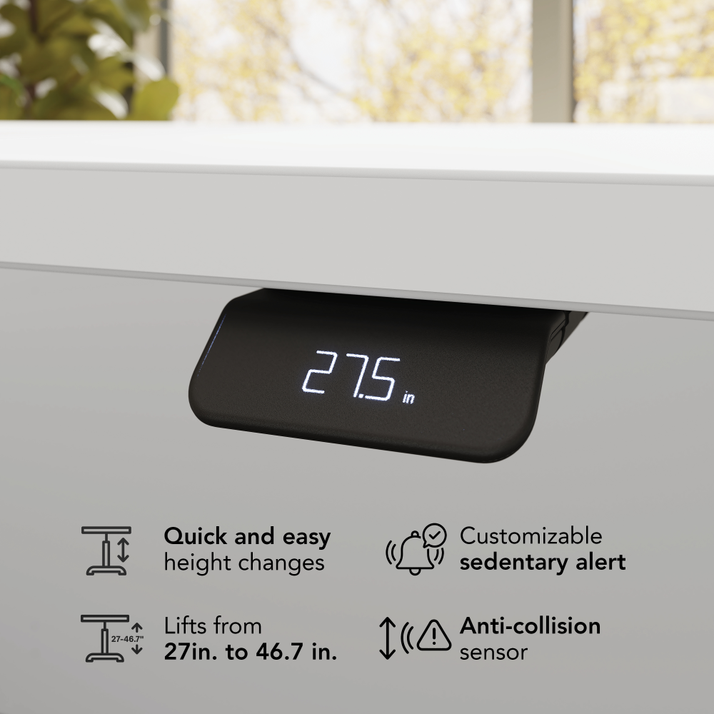 Shop Bush Business Furniture Stratus 60W x 78D Electric Height Adjustable L Shaped Standing Desk, Image 04, SUT013WH, #color_white