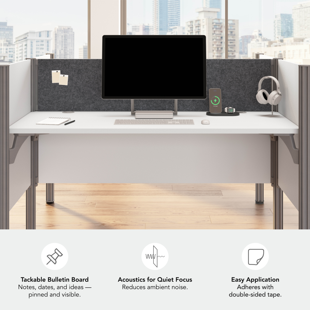 Shop Bush Business Furniture ProBiz Single Cubicle Desk for Office with Low Privacy Panels and Tackboard, Image 05, 100871CG-17, #color_dark gray