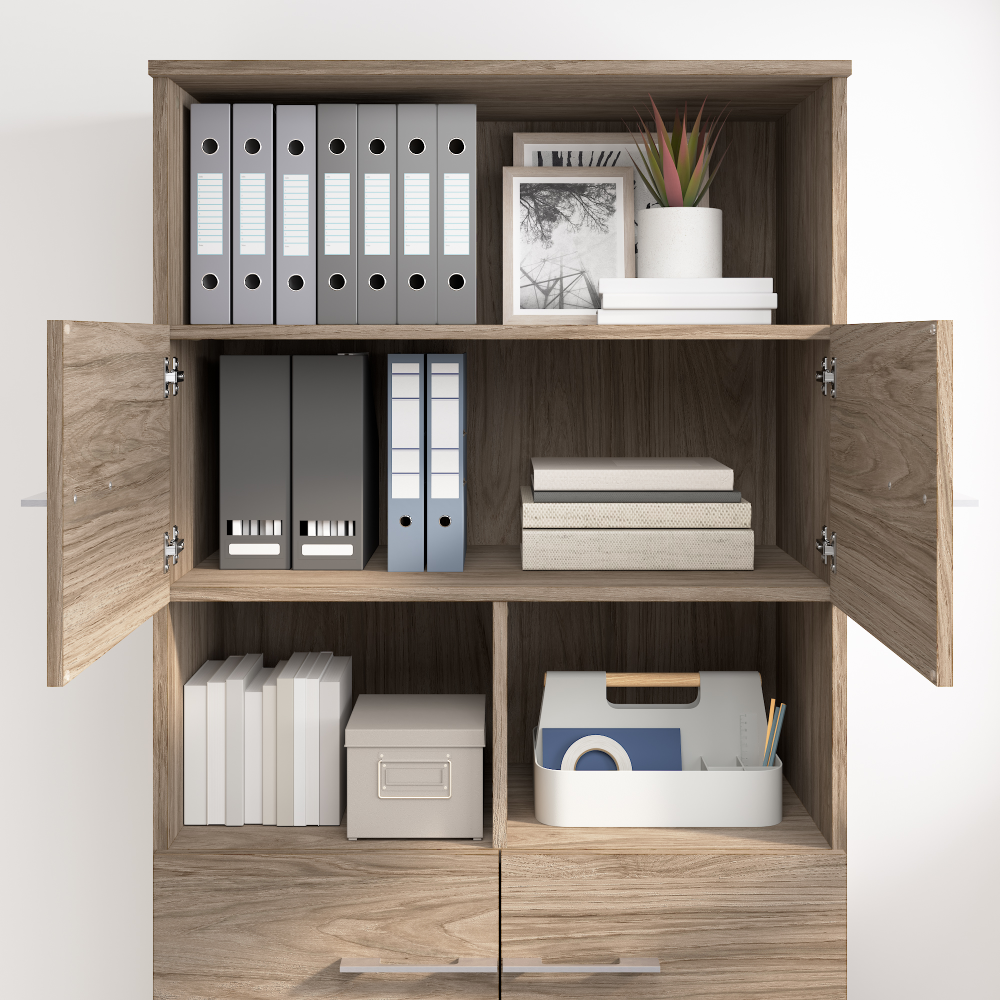 Shop Bush Business Furniture Office 500 5 Shelf Bookcase with Doors, Image 04, OFB136MH, #color_modern hickory