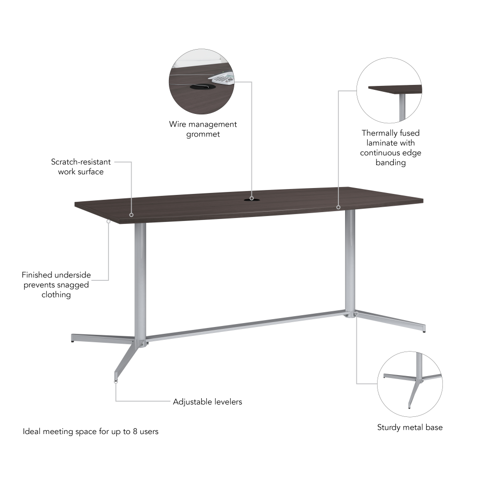 Shop Bush Business Furniture 72-inch Office Conference Table with Metal Base, Image 05, 99TBM72SGSVK, #color_storm gray/cool gray metallic