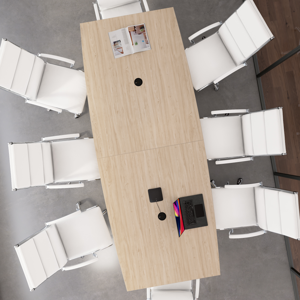 Shop Bush Business Furniture 120-inch Office Conference Table with Metal Base, Image 03, 99TBM120NESVK, #color_natural elm/cool gray metallic