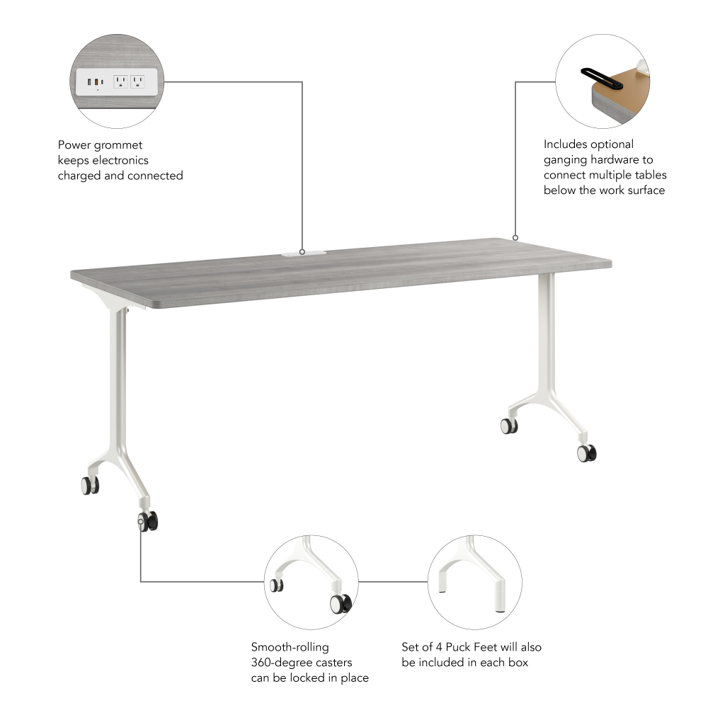 Shop Bush Business Furniture Synergy 72-inch Rectangle Modular Office Conference Table, Image 07, SGD272PG, #color_platinum gray