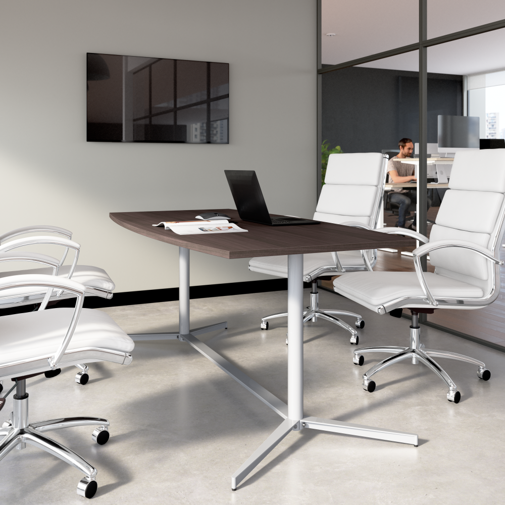 Shop Bush Business Furniture 72-inch Office Conference Table with Metal Base, Image 02, 99TBM72SGSVK, #color_storm gray/cool gray metallic