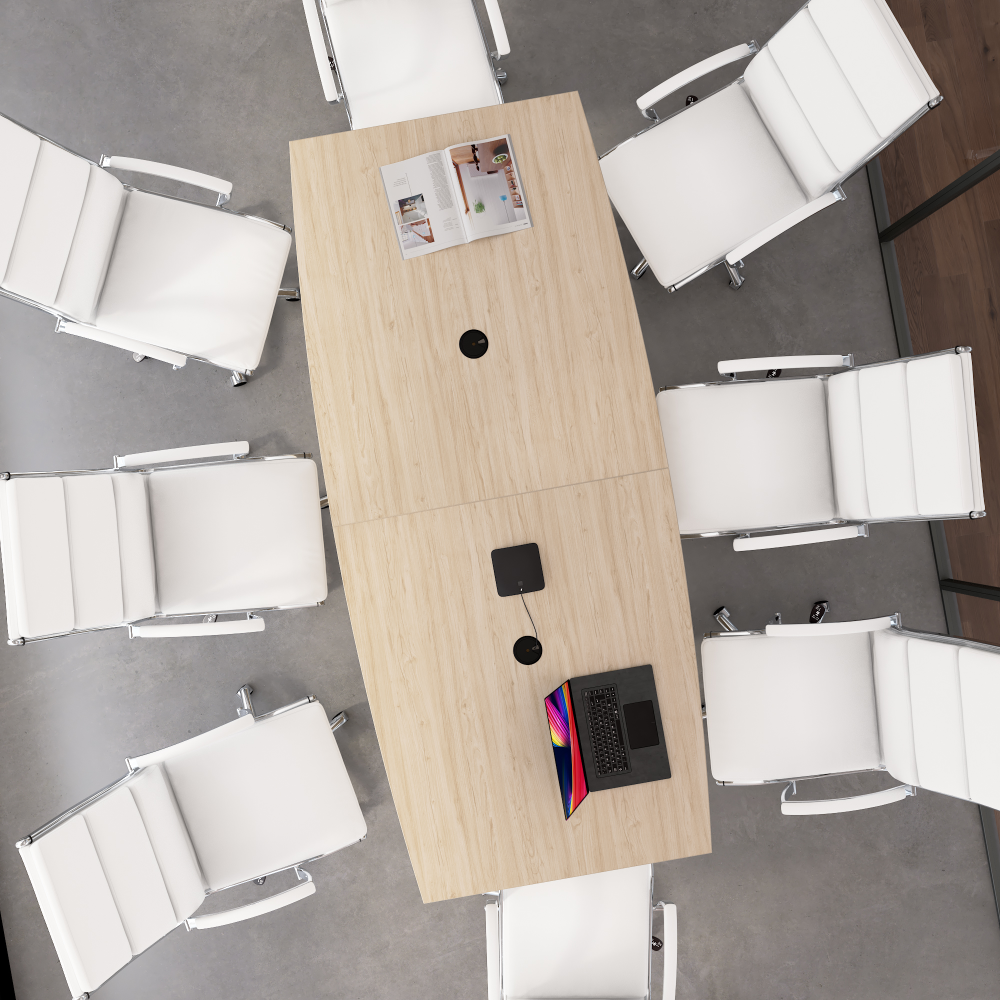 Shop Bush Business Furniture 96-inch Office Conference Table with Metal Base, Image 03, 99TBM96NESVK, #color_natural elm/cool gray metallic