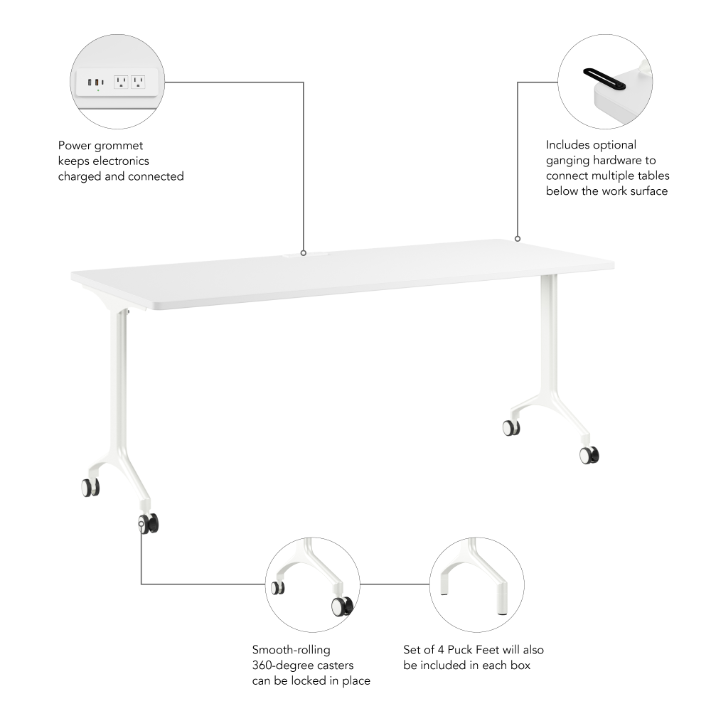 Shop Bush Business Furniture Synergy 72-inch Rectangle Modular Office Conference Table, Image 07, SGD272WH, #color_white