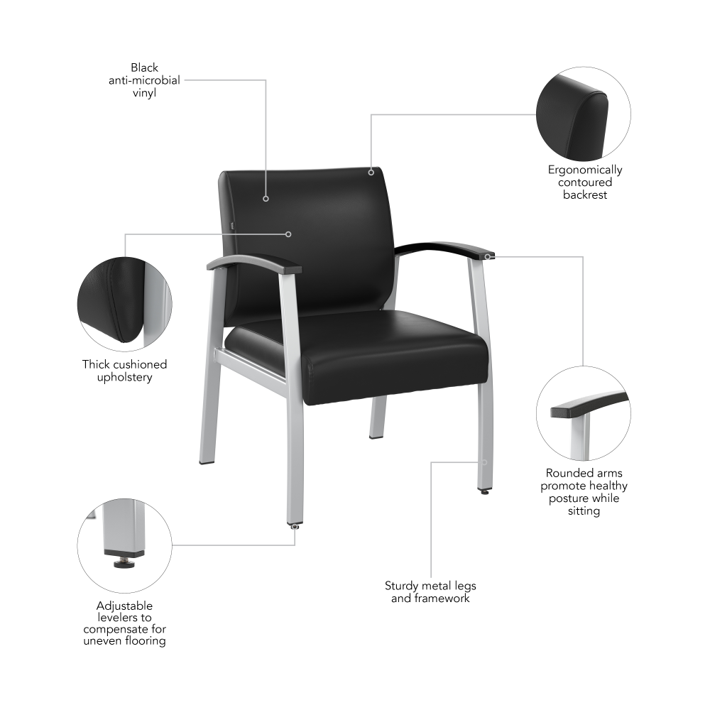 Shop Bush Business Furniture Arrive Waiting Room Guest Chair with Arms, Image 08, CH3901BVL-03, #color_black vinyl