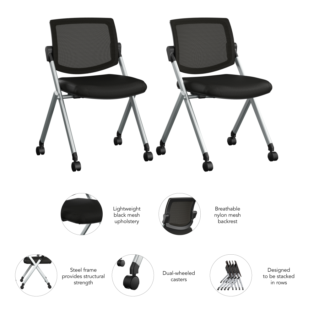 Shop Bush Business Furniture Envision Mesh Back Folding Chairs - Set of 2, Image 06, CH4002BLF-03, #color_black nylon mesh