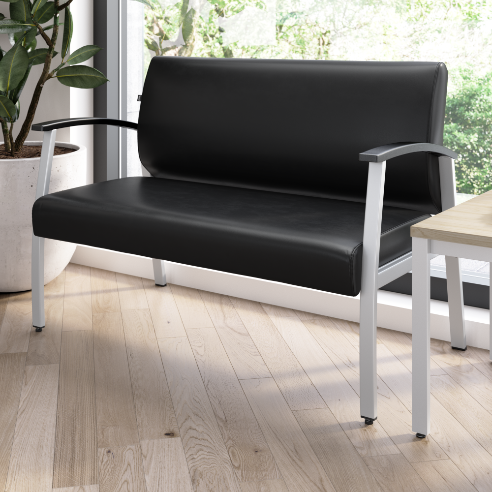 Shop Bush Business Furniture Arrive Waiting Room Loveseat with Arms, Image 02, CH3903BVL-03, #color_black vinyl