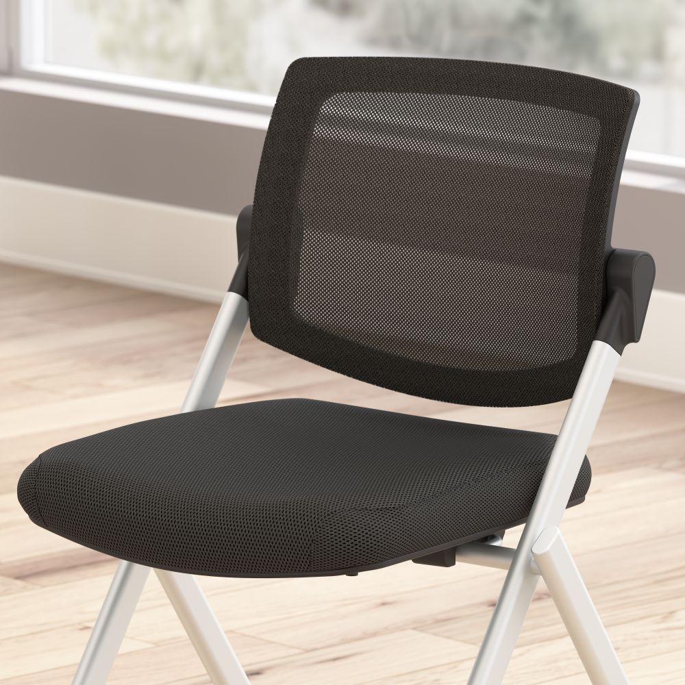 Shop Bush Business Furniture Envision Mesh Back Folding Chairs - Set of 2, Image 05, CH4002BLF-03, #color_black nylon mesh