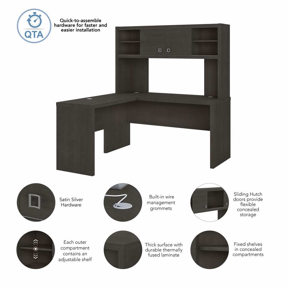 Shop Bush Business Furniture Echo L Shaped Desk with Hutch, Image 07, ECH031CM, #color_charcoal maple