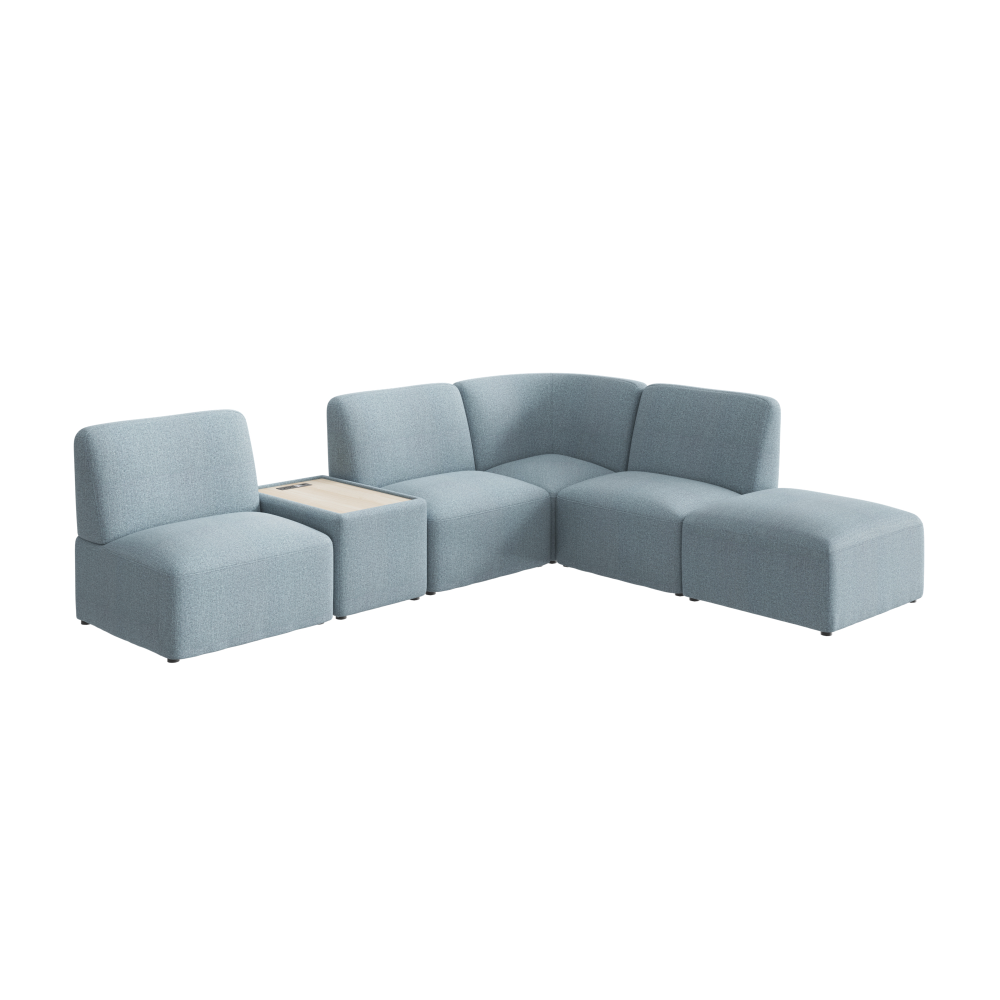 Shop Bush Business Furniture Assemble Modular 5 Seater L Shaped Sectional with Charging Station, Image 01, ASM005MSF, #color_mist fabric