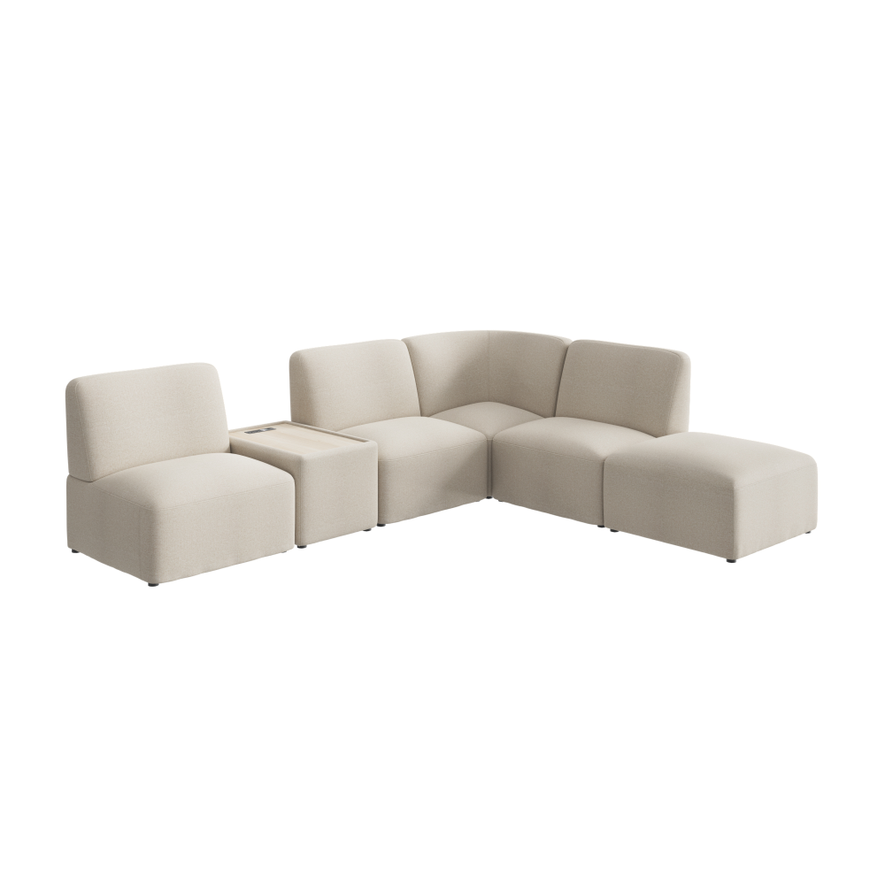 Shop Bush Business Furniture Assemble Modular 5 Seater L Shaped Sectional with Charging Station, Image 01, ASM005OTF, #color_oat fabric