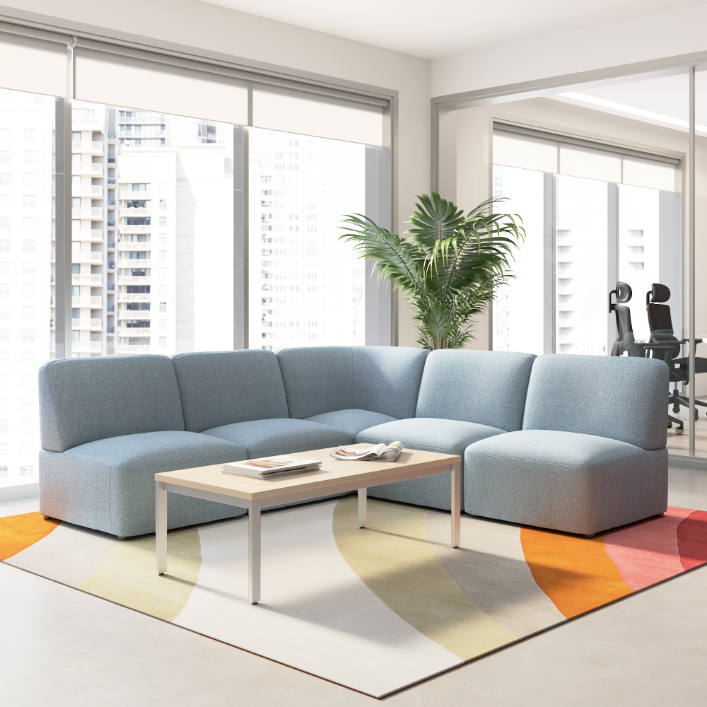 Shop Bush Business Furniture Assemble Modular 5 Seater L Shaped Sectional Lounge Sofa, Image 02, ASM004MSF, #color_mist fabric