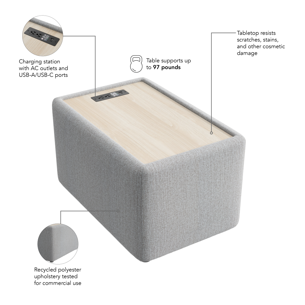 Shop Bush Business Furniture Assemble Modular Side Table with Charging Station, Image 07, ASM120FGF-03, #color_fog fabric