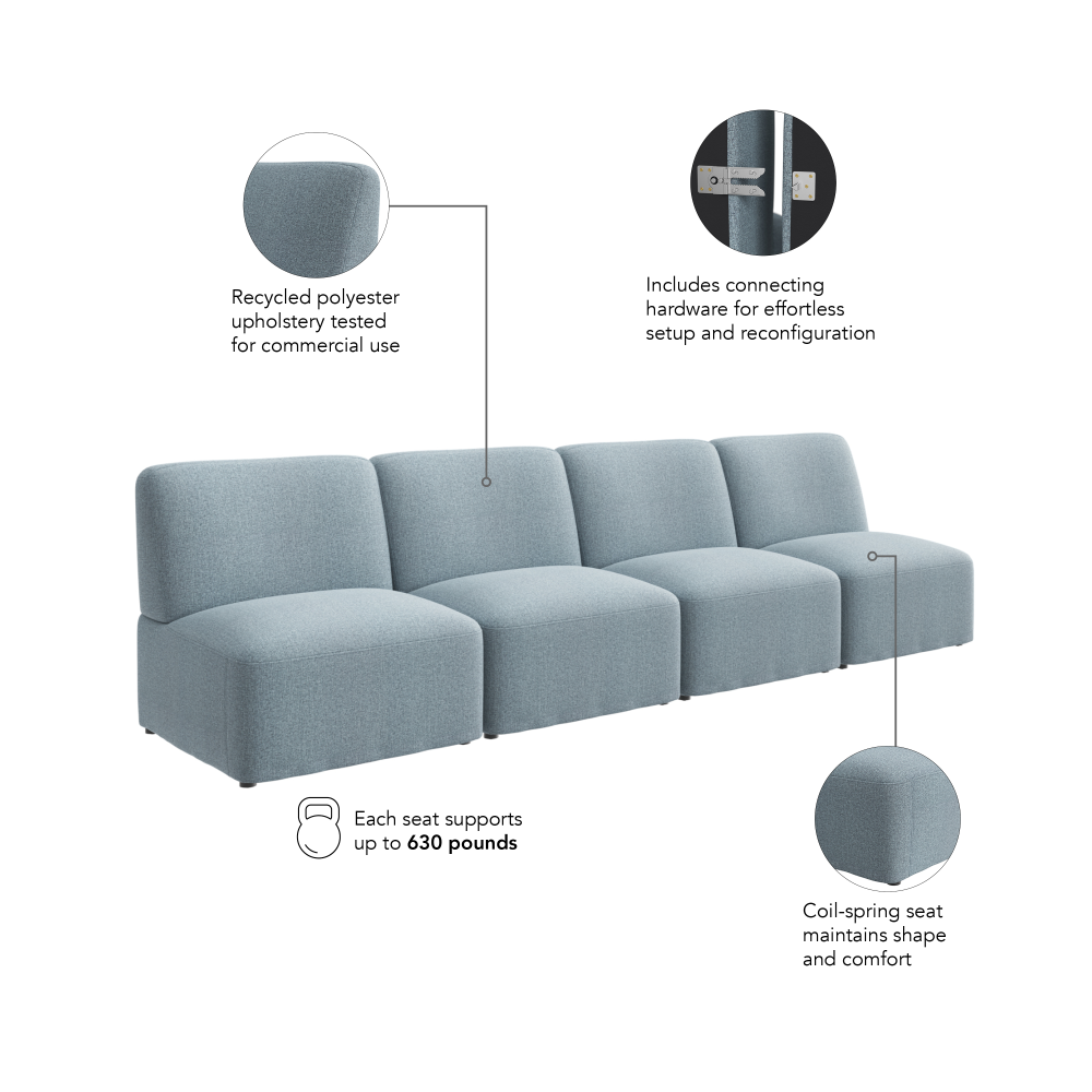 Shop Bush Business Furniture Assemble Modular 4 Seater Sectional Lounge Sofa, Image 07, ASM003MSF, #color_mist fabric