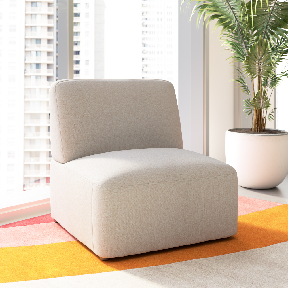 Shop Bush Business Furniture Assemble Modular Armless Lounge Chair, Image 02, ASM130OTF-03, #color_oat fabric