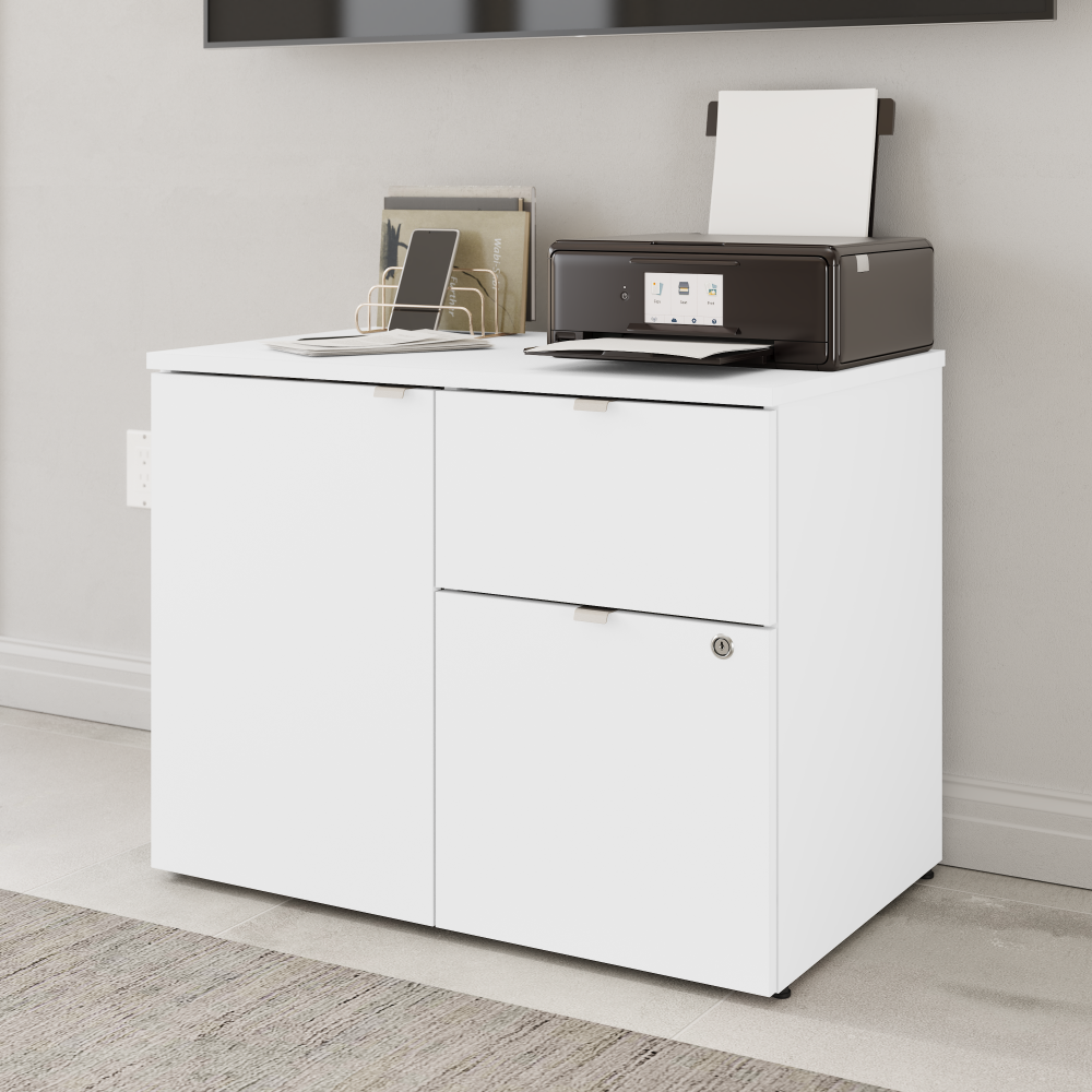 Shop Bush Business Furniture Stratus 30W Office Storage Cabinet with Drawers, Image 02, SUS130WH, #color_white