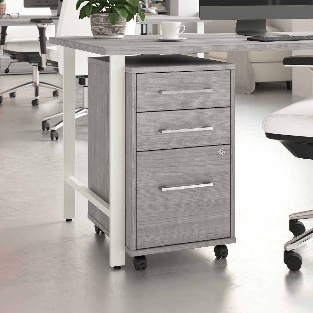 Shop Bush Business Furniture Hustle 3 Drawer Mobile File Cabinet, Image 02, HUF116PG, #color_platinum gray