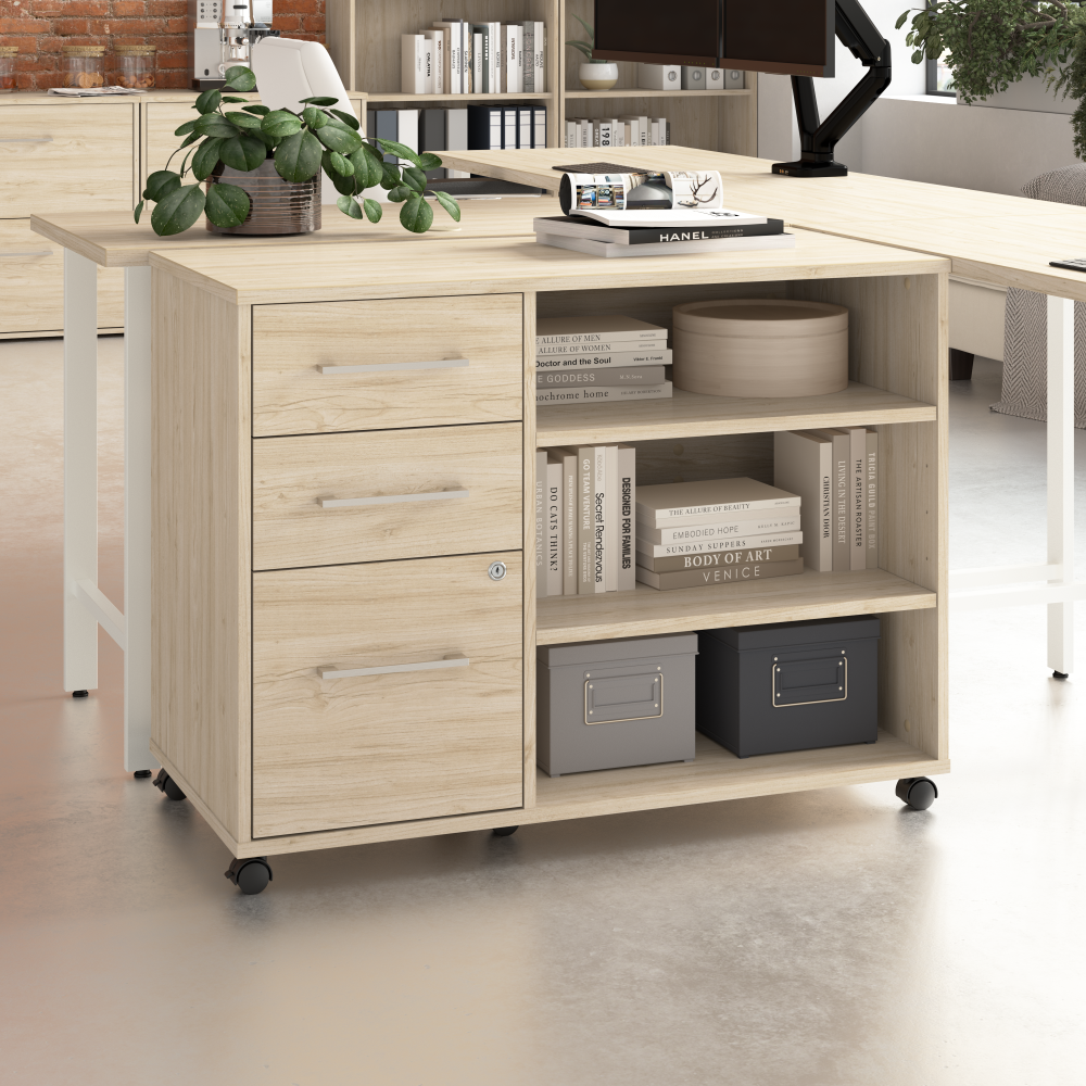 Shop Bush Business Furniture Hustle Office Storage Cabinet with Wheels, Image 02, HUF140NE, #color_natural elm