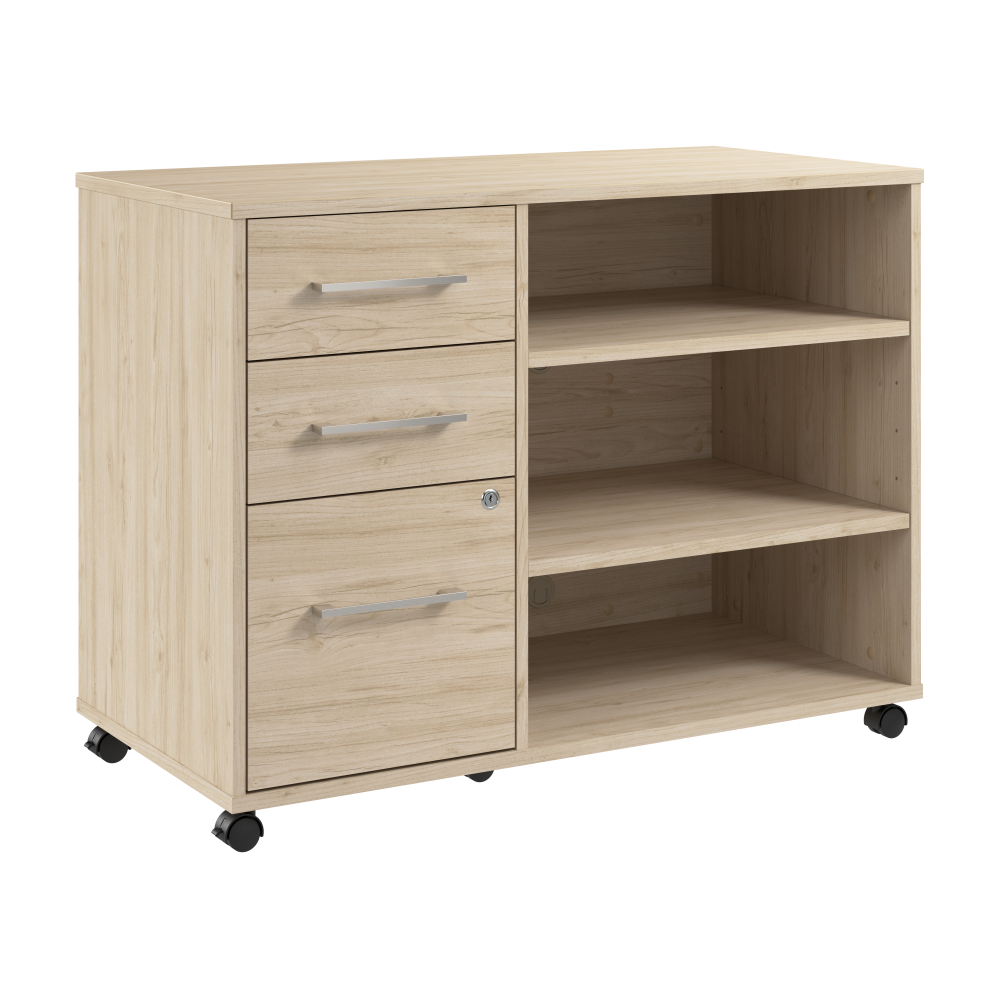 Shop Bush Business Furniture Hustle Office Storage Cabinet with Wheels, Image 01, HUF140NE, #color_natural elm