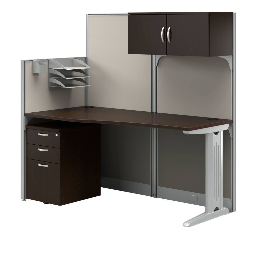 Shop Bush Business Furniture Office in an Hour 65W Straight Cubicle Desk with Storage, Drawers, and Organizers, Image 01, WC36892-03STGK, #color_mocha cherry