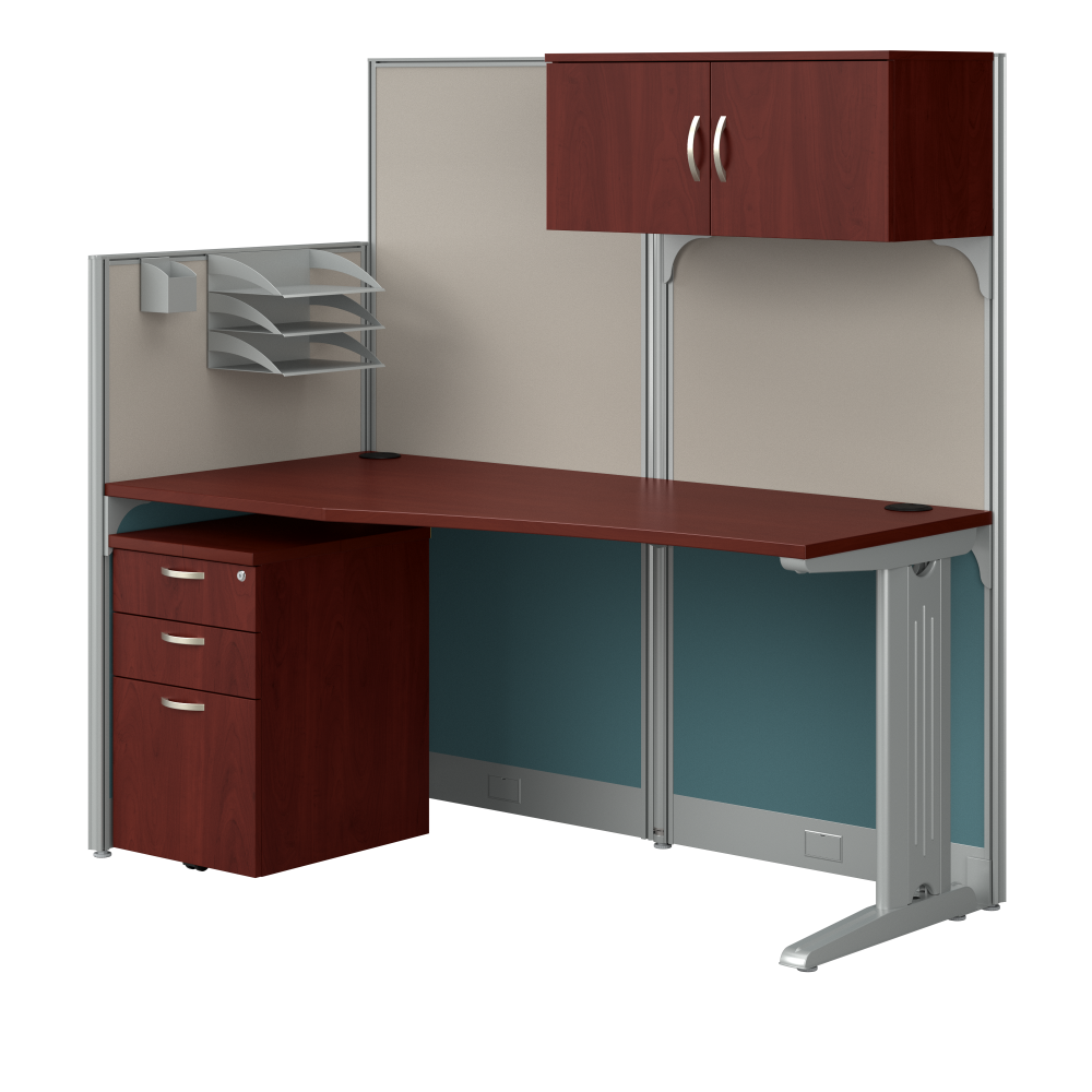 Shop Bush Business Furniture Office in an Hour 65W Straight Cubicle Desk with Storage, Drawers, and Organizers, Image 01, WC36492-03STGK, #color_hansen cherry