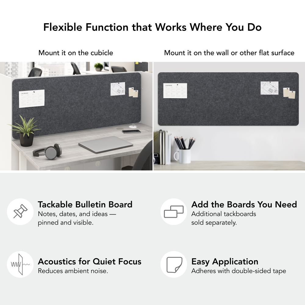 Shop Bush Business Furniture Hustle Tackboard for 60-inch Cubicle Desk, Image 06, HUP158CL-03, #color_cool charcoal