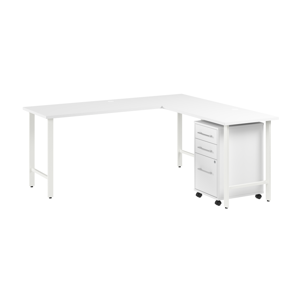 Shop Bush Business Furniture Hustle 72W x 24D L Shaped Computer Desk with 3 Drawer Mobile File Cabinet, Image 01, HUS005WH, #color_white