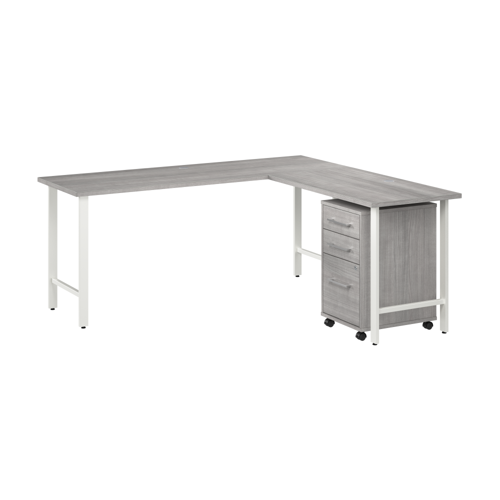 Shop Bush Business Furniture Hustle 72W x 24D L Shaped Computer Desk with 3 Drawer Mobile File Cabinet, Image 01, HUS005PG, #color_platinum gray