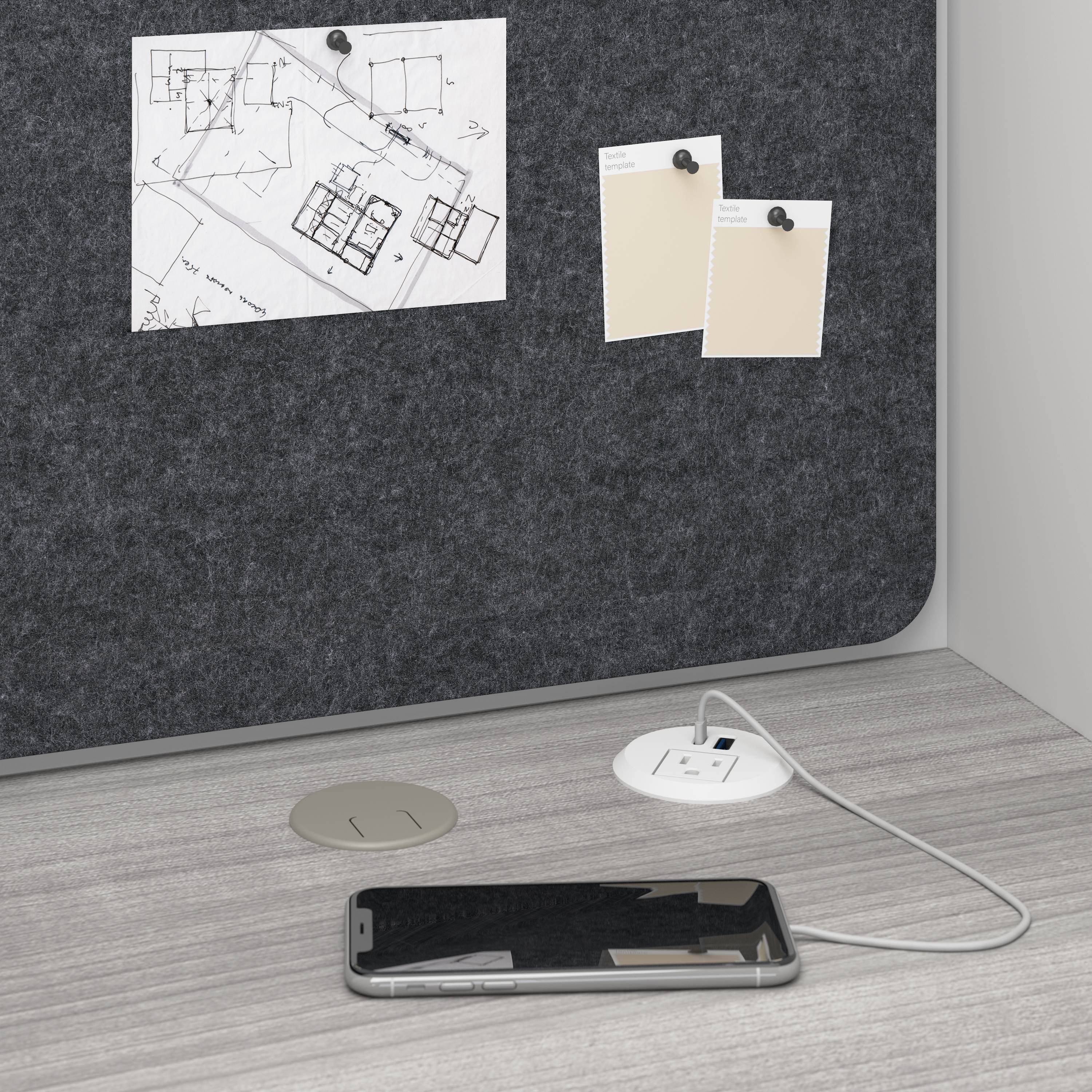 Shop Hustle 48-inch 2 Person Office Cubicles with Locking Storage and Large Tackboards HUS020WHPG 6 #color_white/platinum gray